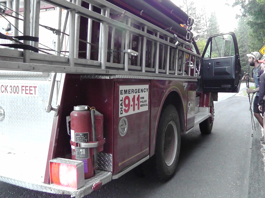 Firetruck stops for hitch