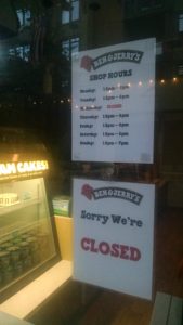 Ben and Jerry's closed again!